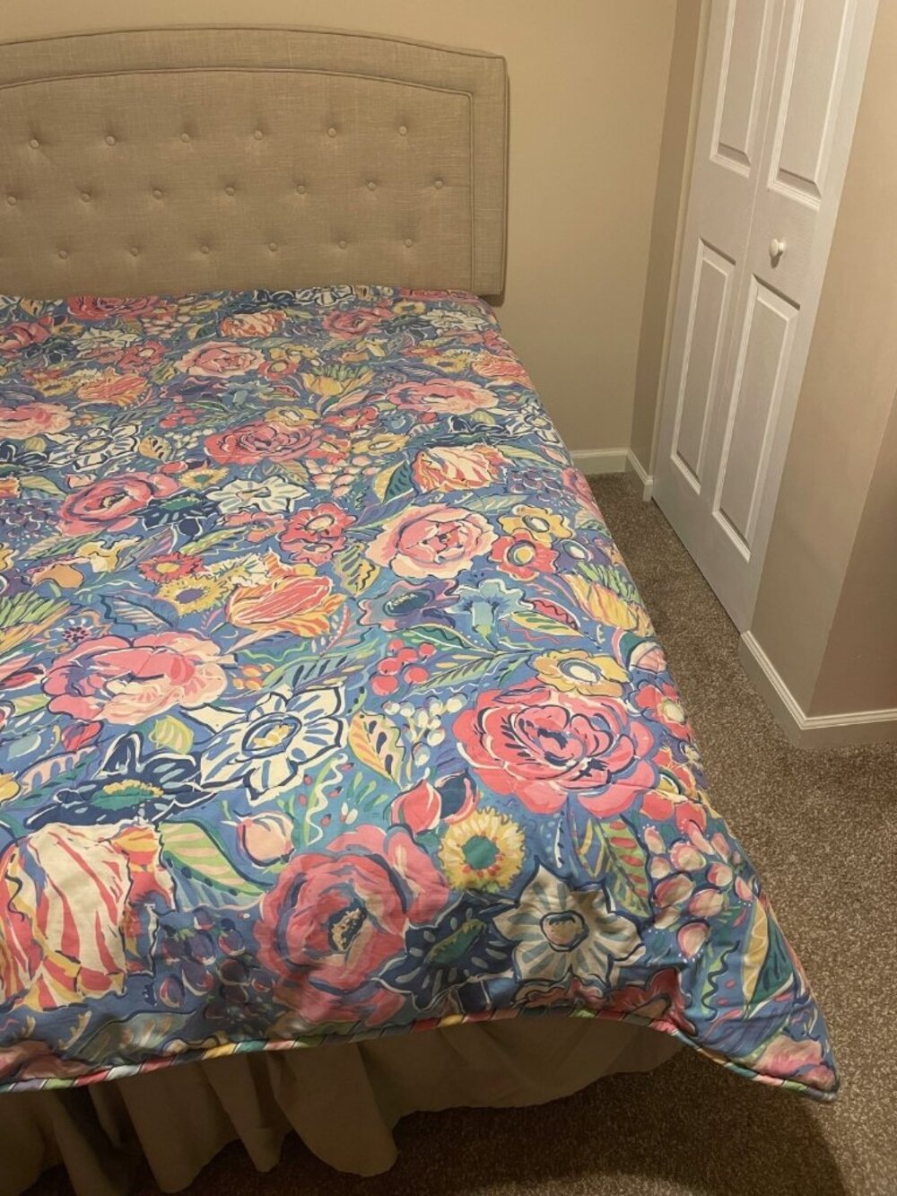 VTG Collier Campbell Tambourine Twin Size Comforter Reversible Floral Stripes
